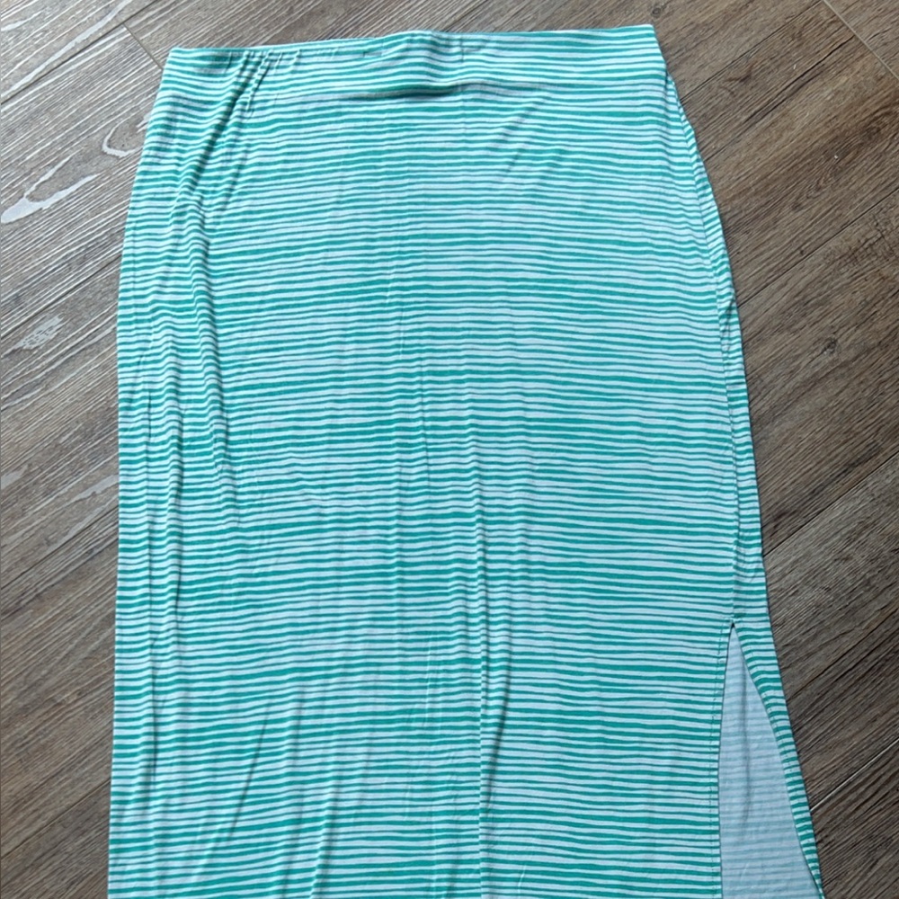 LOFT Blue Green Maxi Pencil Skirt with Slit